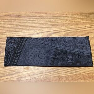 Buff Black Gray Dark Paisley OG Headband Neck Gaiter Workout Wear